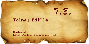 Tolnay Béla névjegykártya